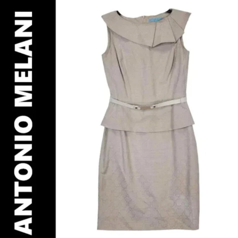 Antonio Melani Women Sheath Peplum Dress Sleeveless Size 2